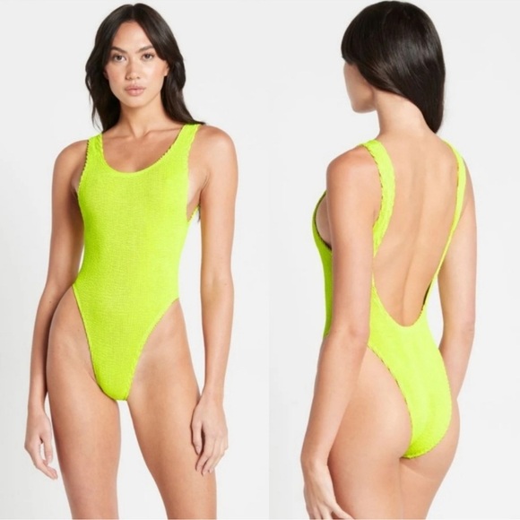 New Bond Eye Maxam One Piece Tank Swimsuit Sunny Lime Eco Crinkle Fabric - Picture 1 of 9